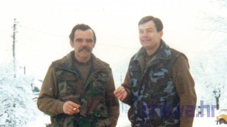 Brušani, veljača 1992. - Ivica Crnić (zamjenik zapovjednika 1. bojne) i Mate Veljačić (zapovjednik 1. bojne)